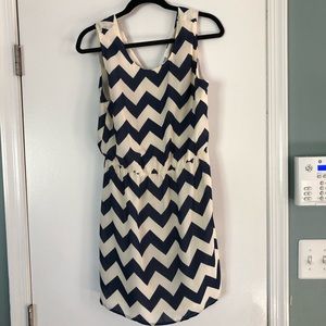 Navy and cream chevron dress